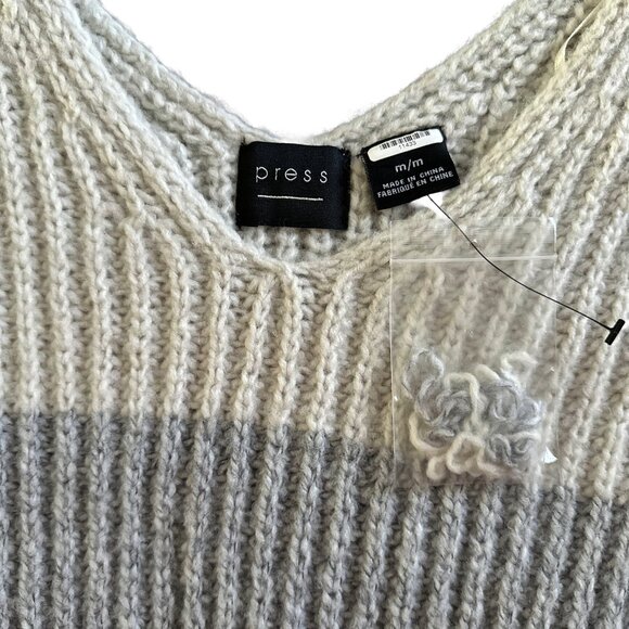 PRESS Women's cosy colour block v-neck sweater, M - Picture 4 of 7